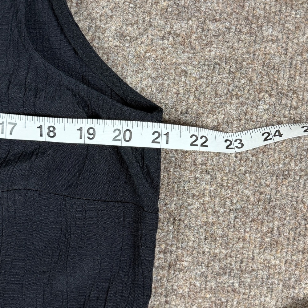 Vintage 90s Black Sleeveless Midi Shift Dress Women’s 14 Crinkle Gauzy Fairycore - Picture 8 of 10